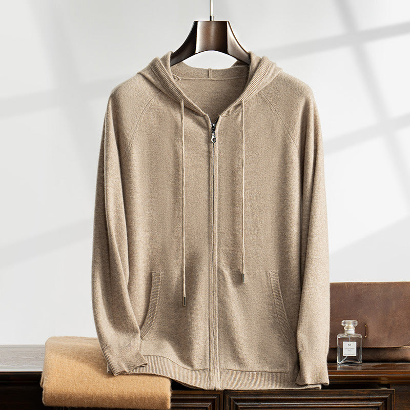 Zip-up strikcardigan i cashmere til mænd