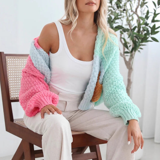 Idle Style Knitted Pocket Sweater Cardigan Coat
