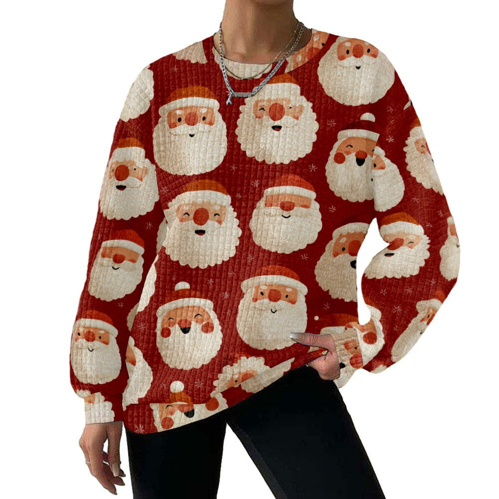 Digital Printing Pattern Shading Fashion Trend Round Neck Long Sleeve Sweater