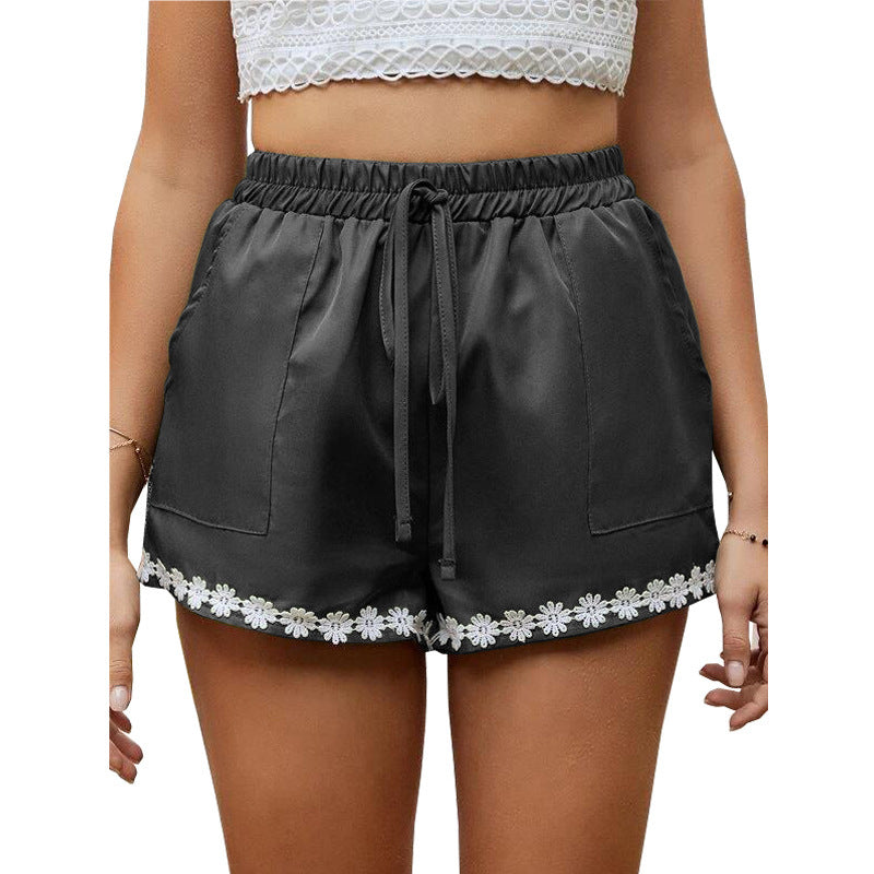 Women's Hot Pants Lace Loose Shorts Elastic Tie
