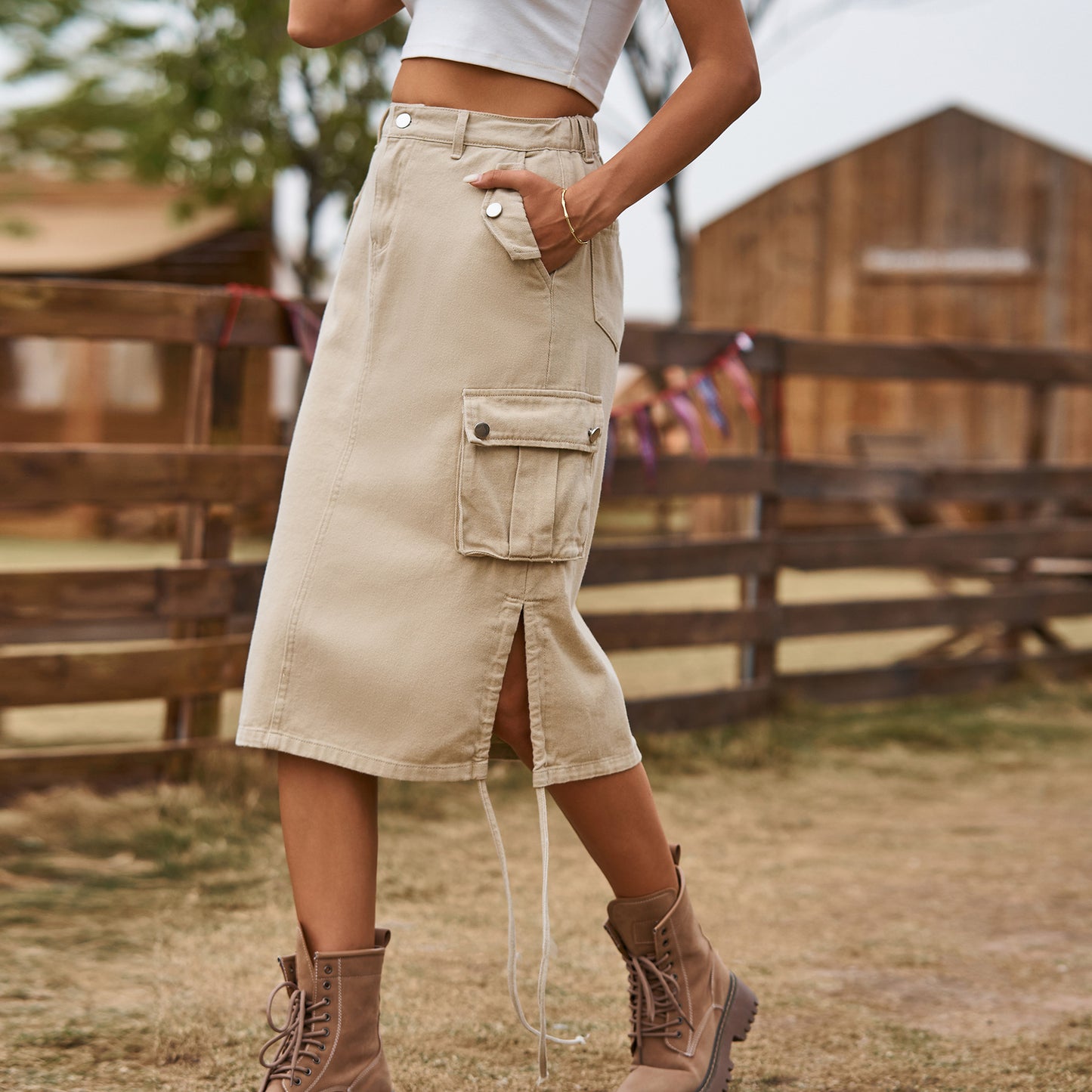 Women's New Denim Lace-up Skirt Casual