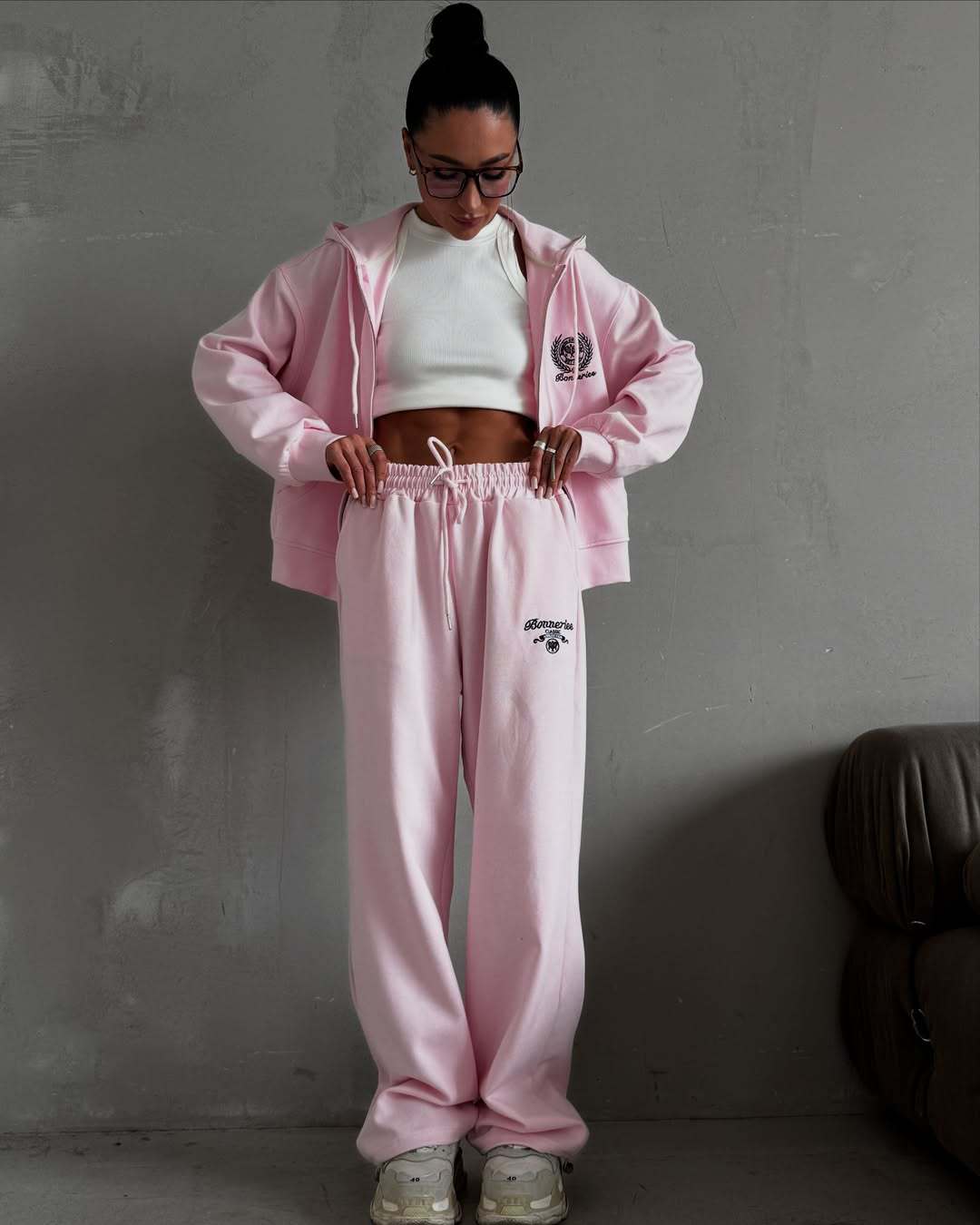 European And American Zip-Up Hoodie Set