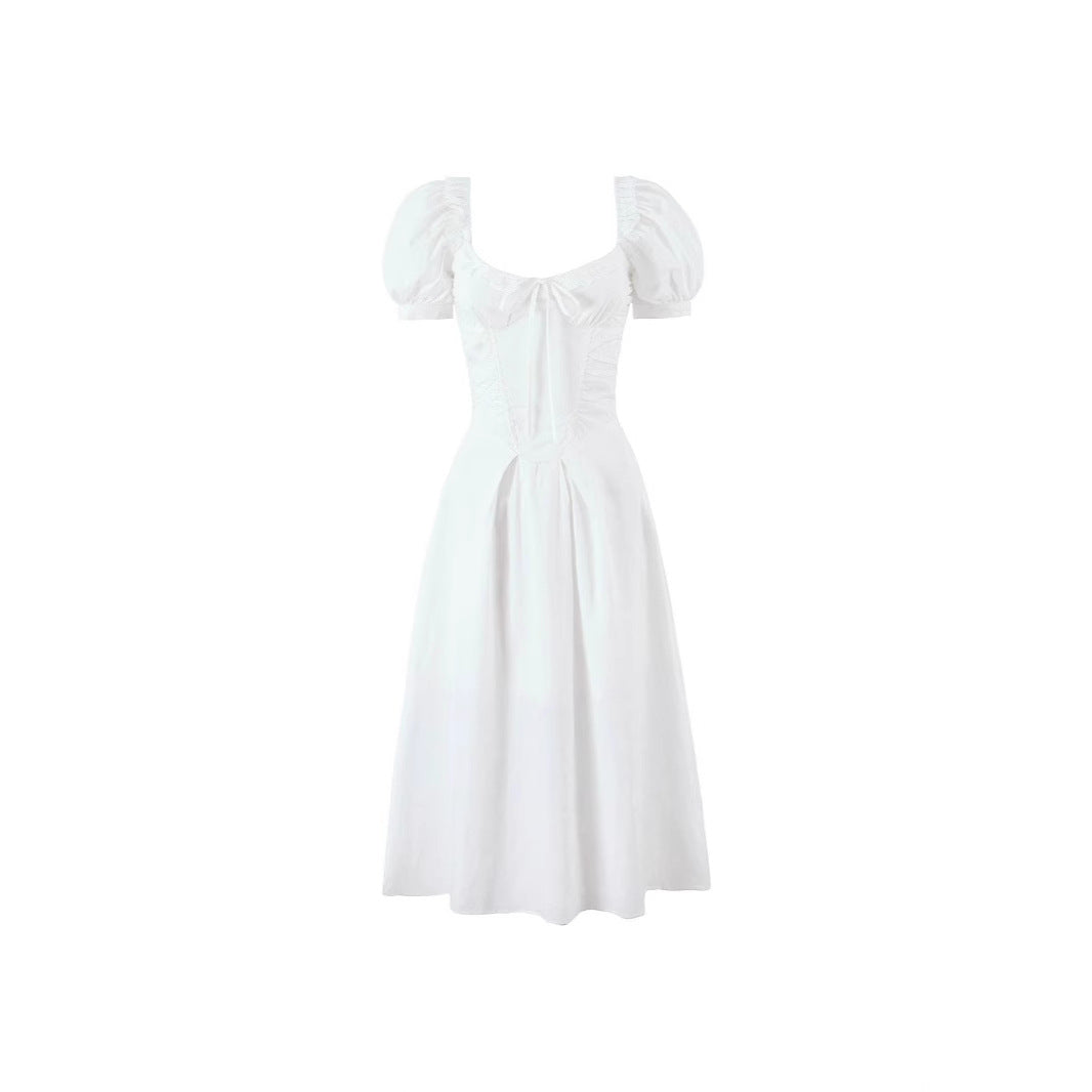 Elegant Figure-flattering Dress With Pleated Straps