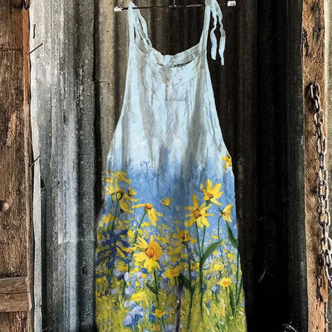 Printed Retro Wide-leg Women's Jumpsuit