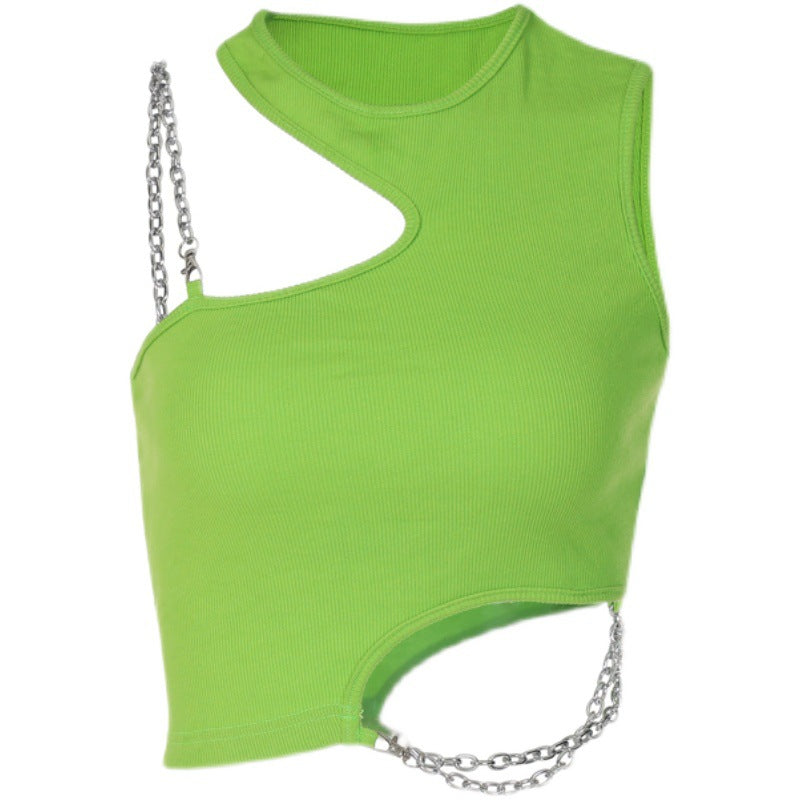 Uregelmæssig Halterneck Camisole Ny Slank T-shirt