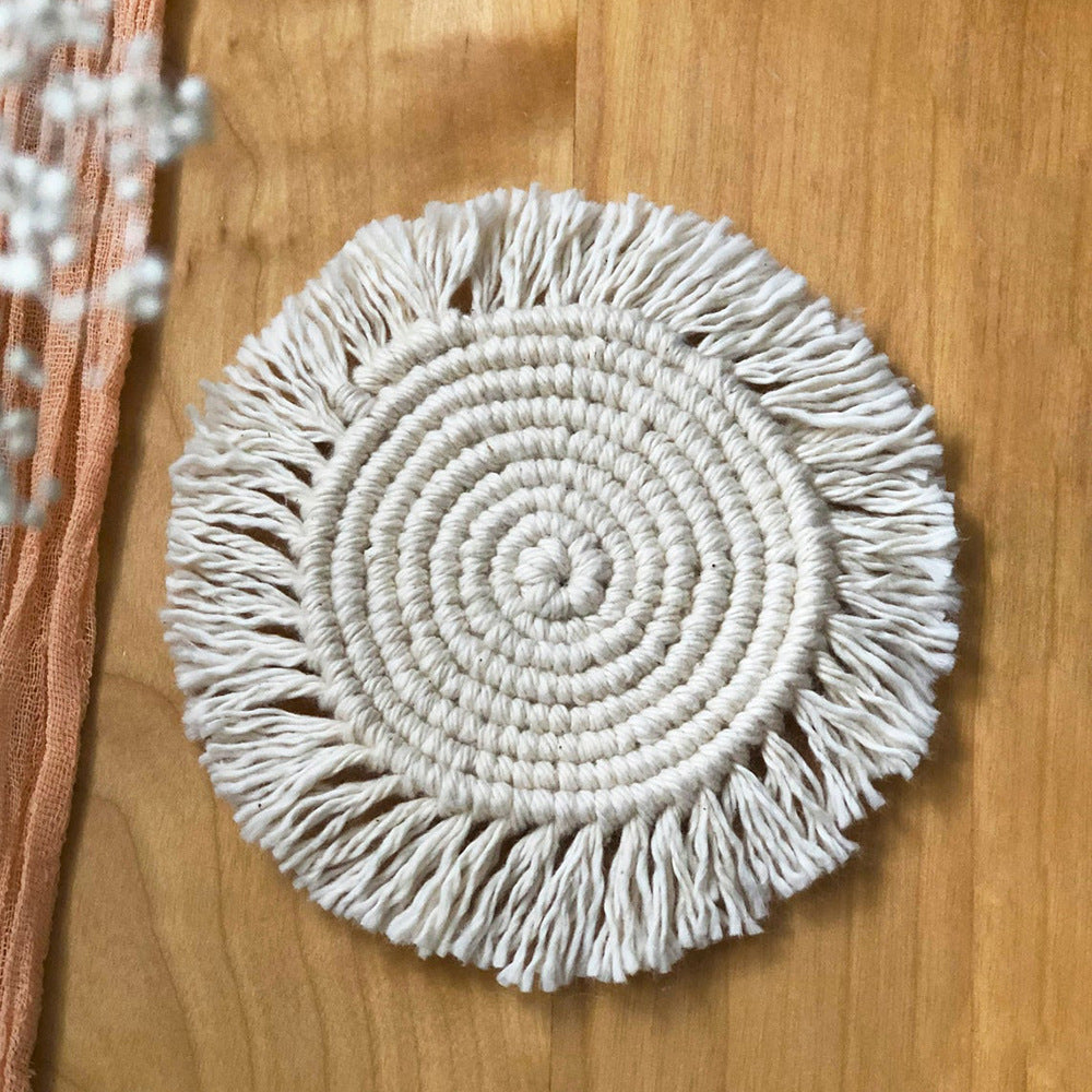 Nordic Style Hand-woven Coaster Round Non-slip Party Dining-table Decoration Picnic Outdoor Moisture-proof