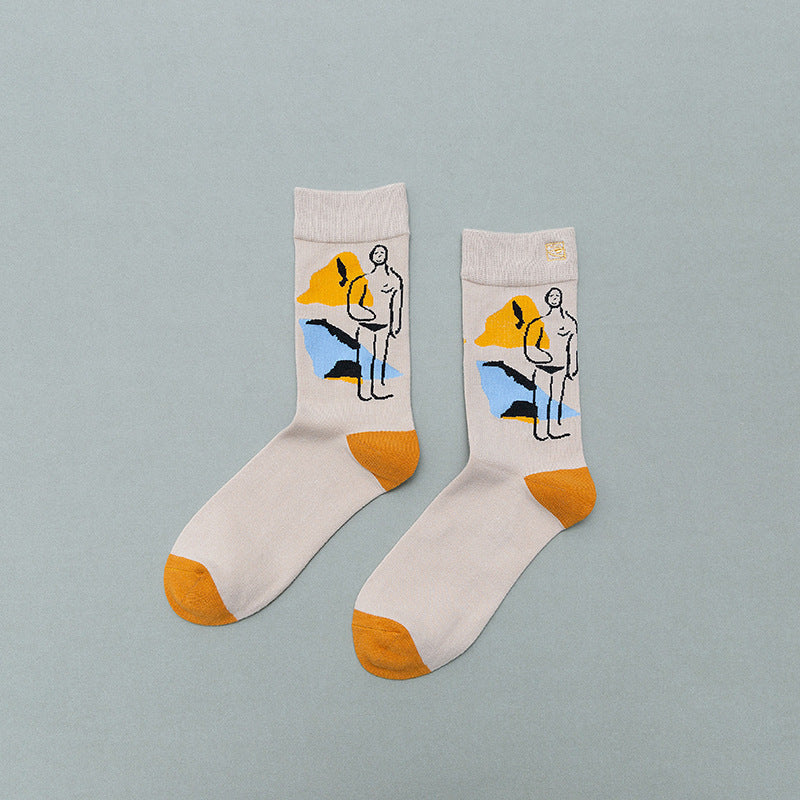 Retro Mid tube socks street art skateboard socks