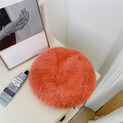 Puffy Fluffy Rabbit Plush Beret Female Filler