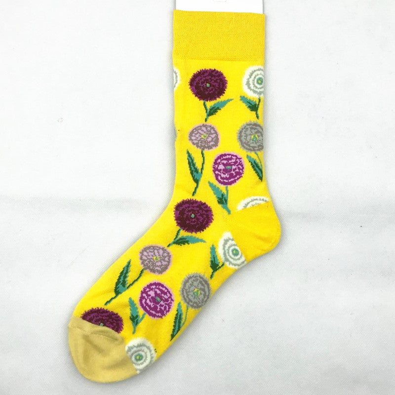 Mid tube ladies cotton cartoon socks jacquard socks