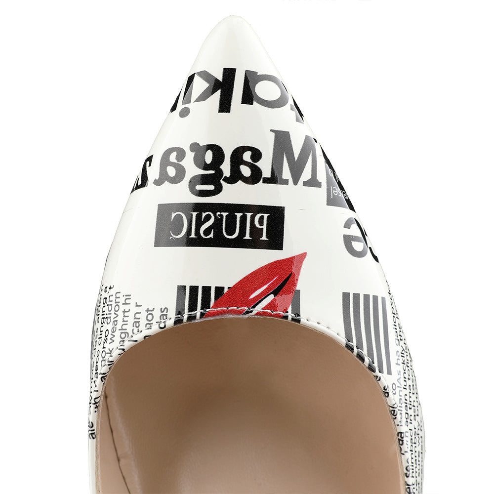 Graffiti Fashion High Heels Women's Stiletto Pointed Toe