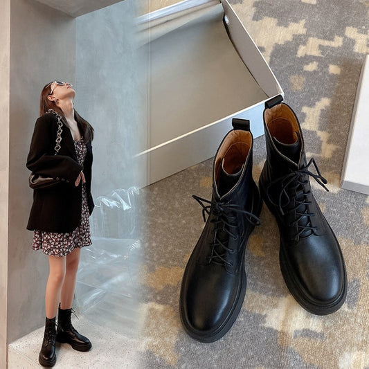 Ladies Martin Boots With Thick Bottom Lace