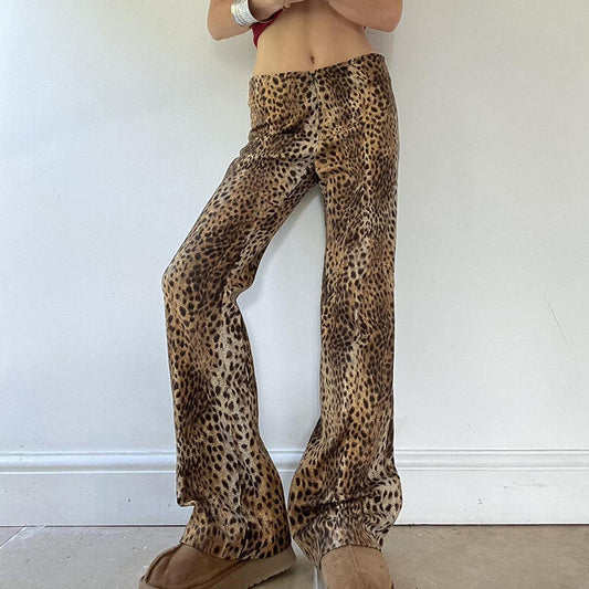 American Vintage Leopard Print Woven Trouser Printing Contrast Color