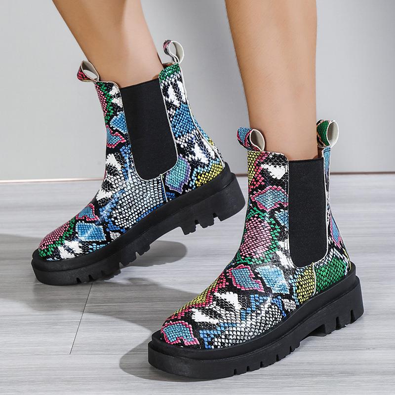 Europe And America Popular Snake Print Fashion Women's Boots