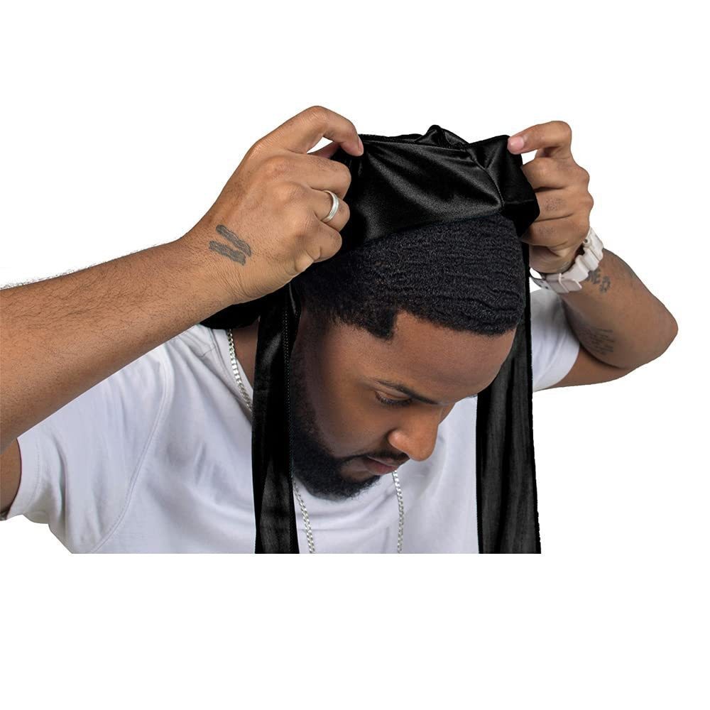 Unisex Satin Hovedbeklædning med Lang Hale  Strækbar Pirathat Og Hip Hop Turban til Mænd Og Kvinder, Elastisk Bandanahue til Kostume Og Mode
