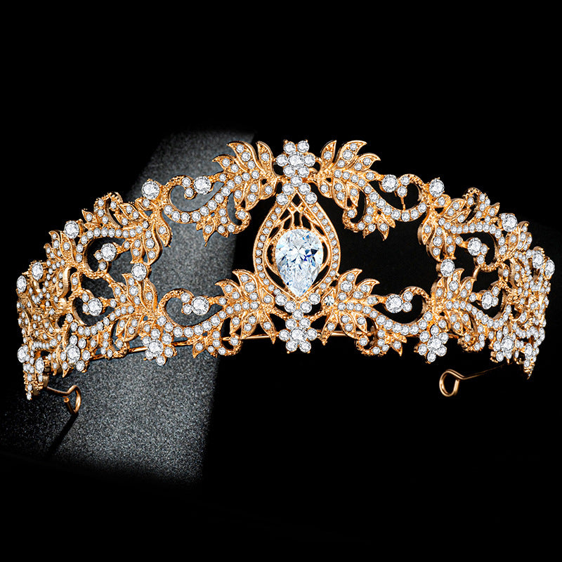Crystal Wedding Crown Gold Double Alloy