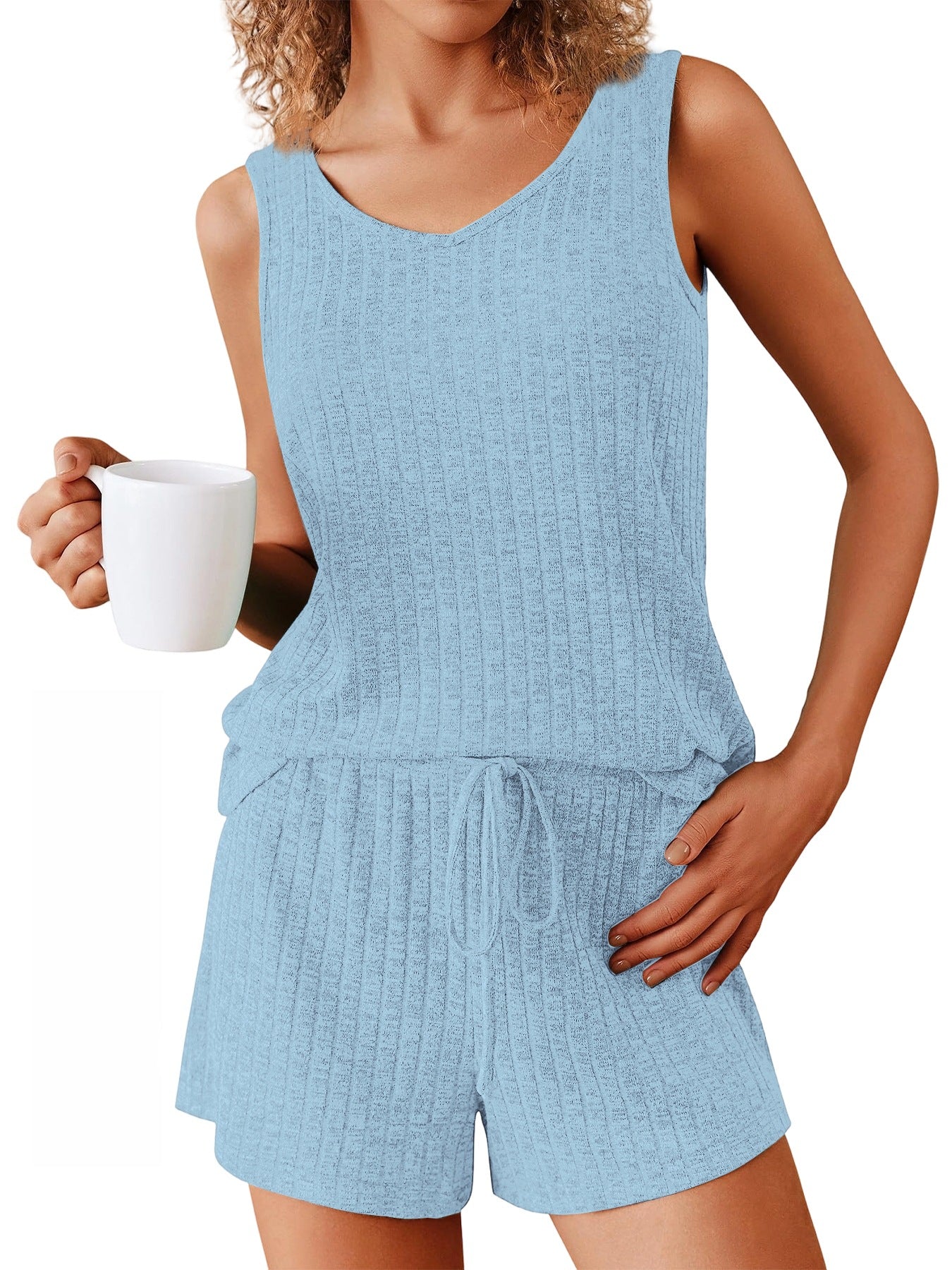 Summer New Solid Color Tank Top And Shorts Casual Fashion