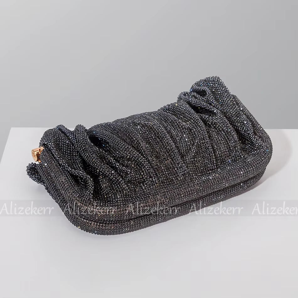 Luxury Rhinestone Evening Clutch Bags for Women - Crystal Folded Purses and Handbags for Weddings and Parties, High Quality Designer Accessories