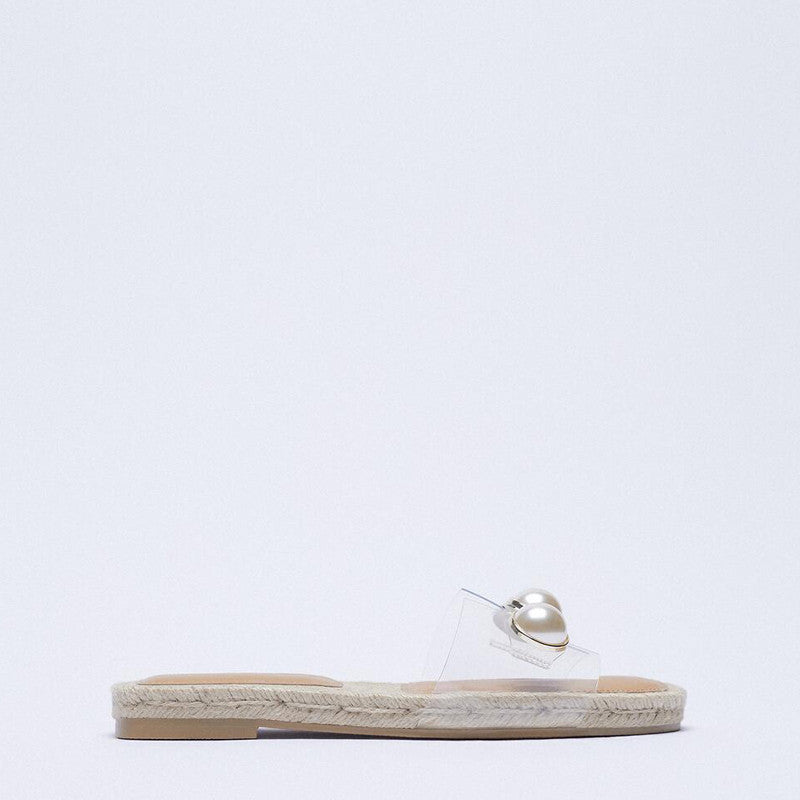Open-Toe Jute Flat Platform Sandals