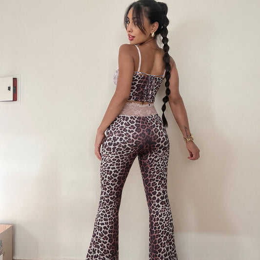 Womens Sexy Printed Bodycon Camisole And Pants Set