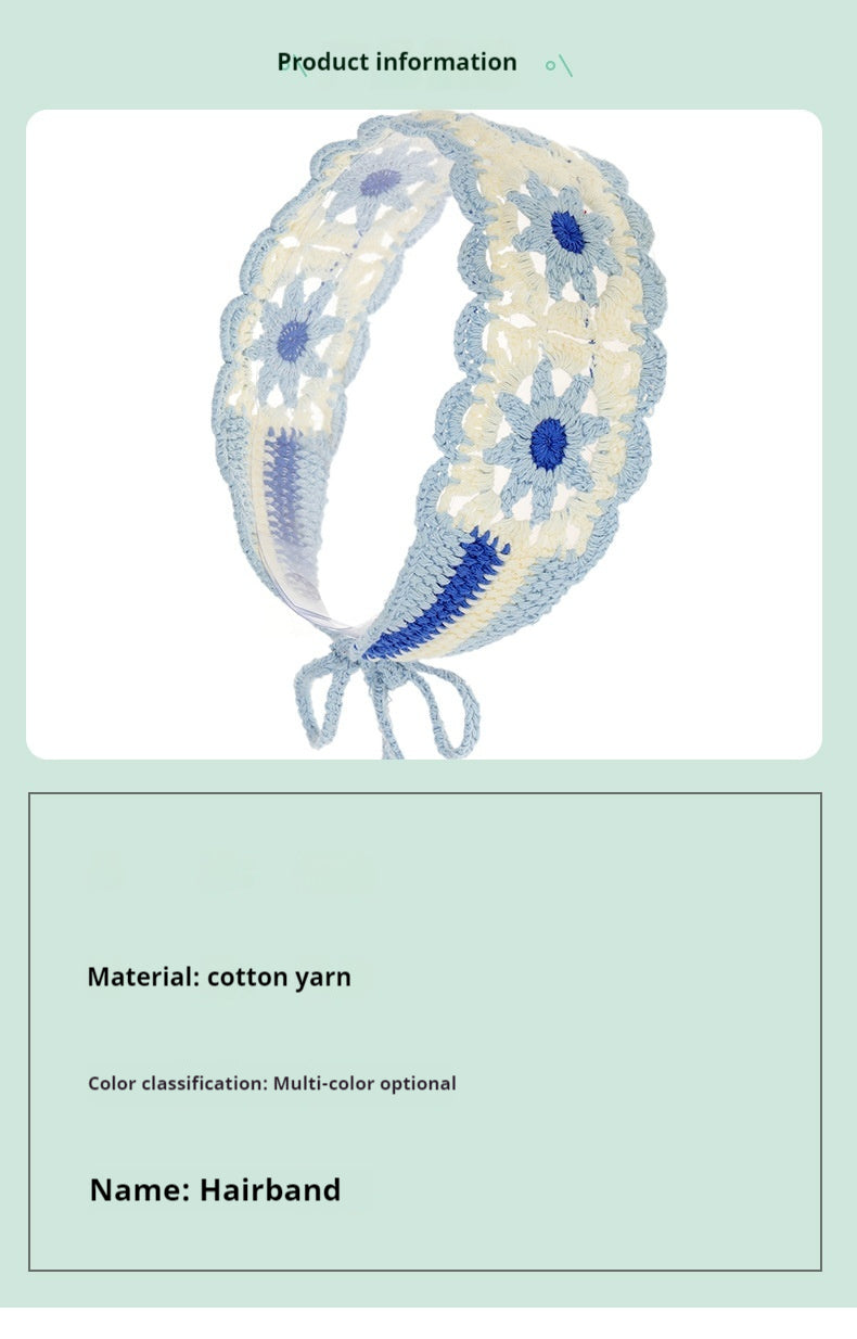 Summer Wide-brimmed Hollow Knitted Headcloth Hair Band