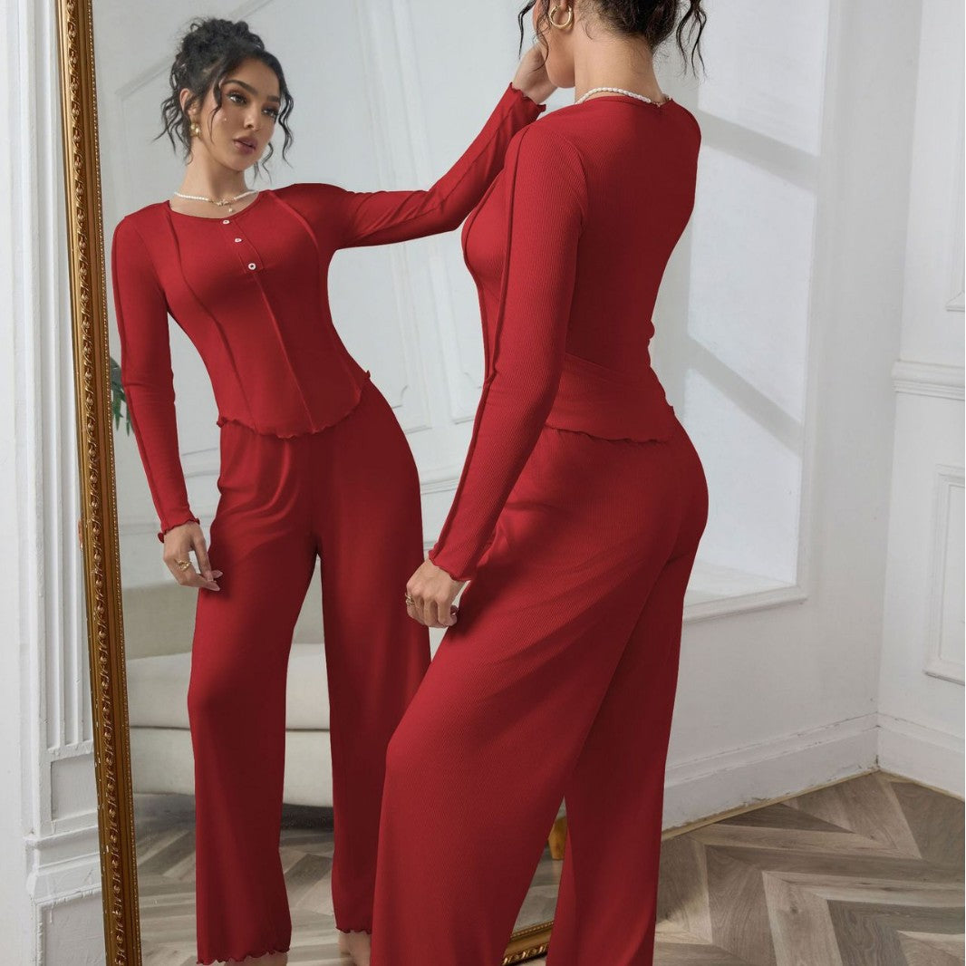Women's Long Sleeve Long Pants Set Casual Simple Fashion