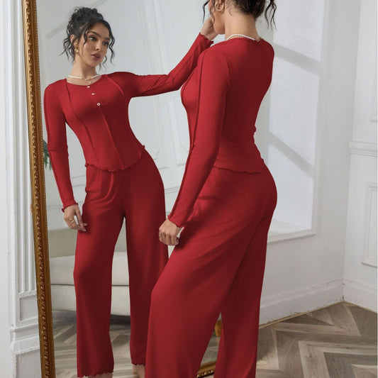 Women's Long Sleeve Long Pants Set Casual Simple Fashion