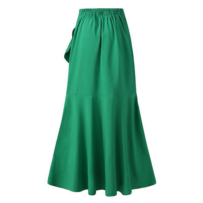 Belt Lace Sheath Fishtail High Waist Irregular Skirt
