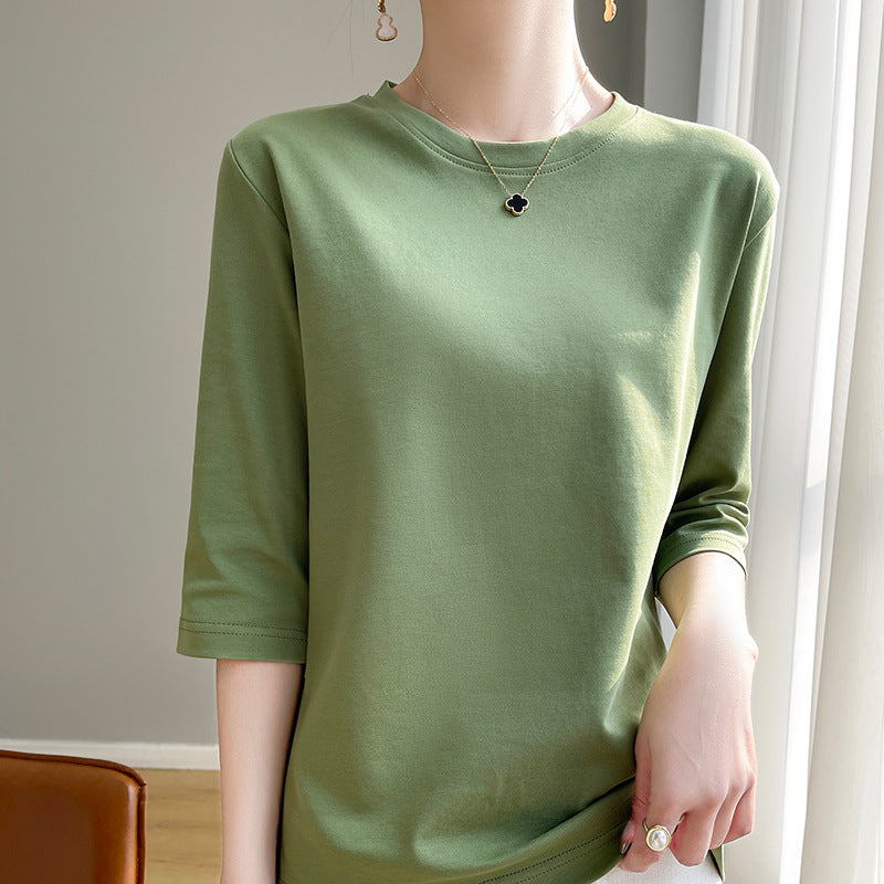 Mid-sleeve Bottoming Shirt Outer Wear Half-sleeve T-shirt Top