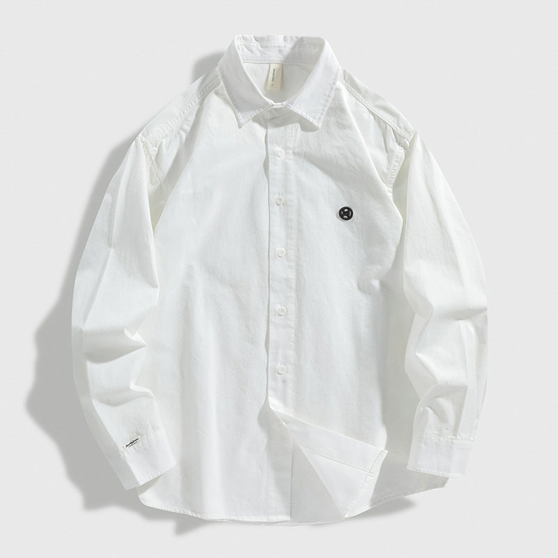 LKTM Men's Spring Japanese Style Retro Minimalist Long Sleeve Shirt