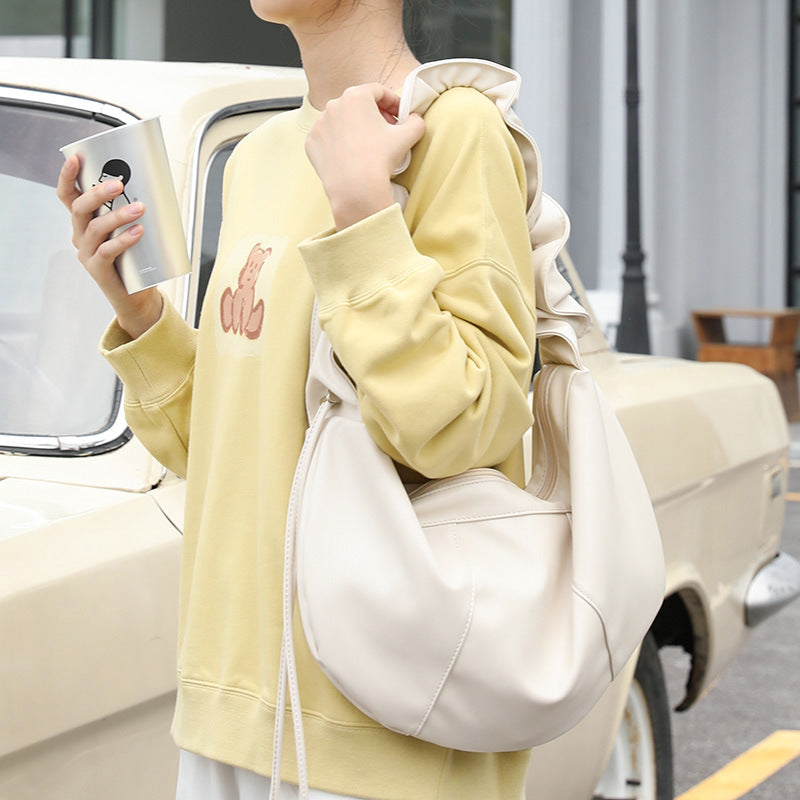 Women's Retro Fashion Solid Color Dumpling Shoulder Bag