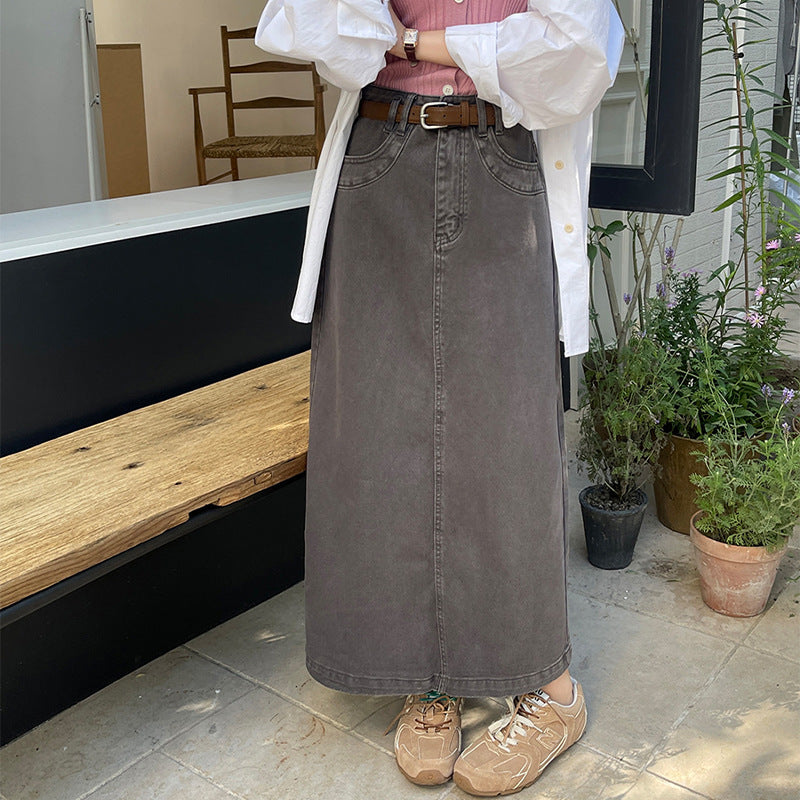 High Waist Temperament Temperament Wild Retro Denim Skirt