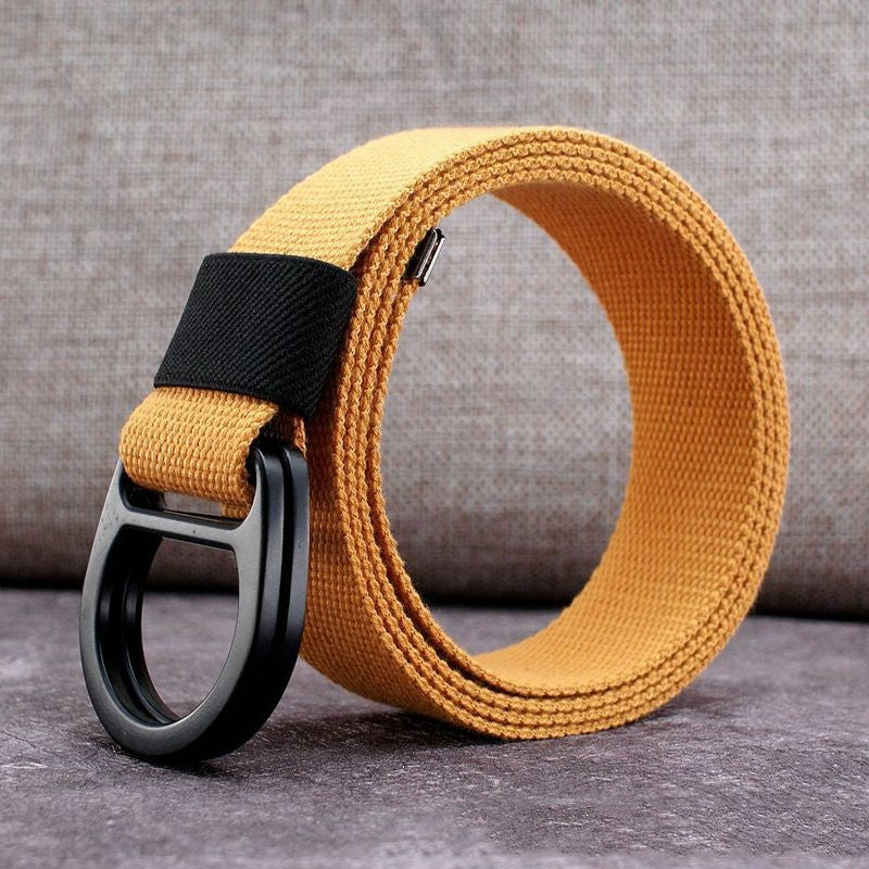 Men's Outdoor Leisure Canvas Belt Double Ring Buckle