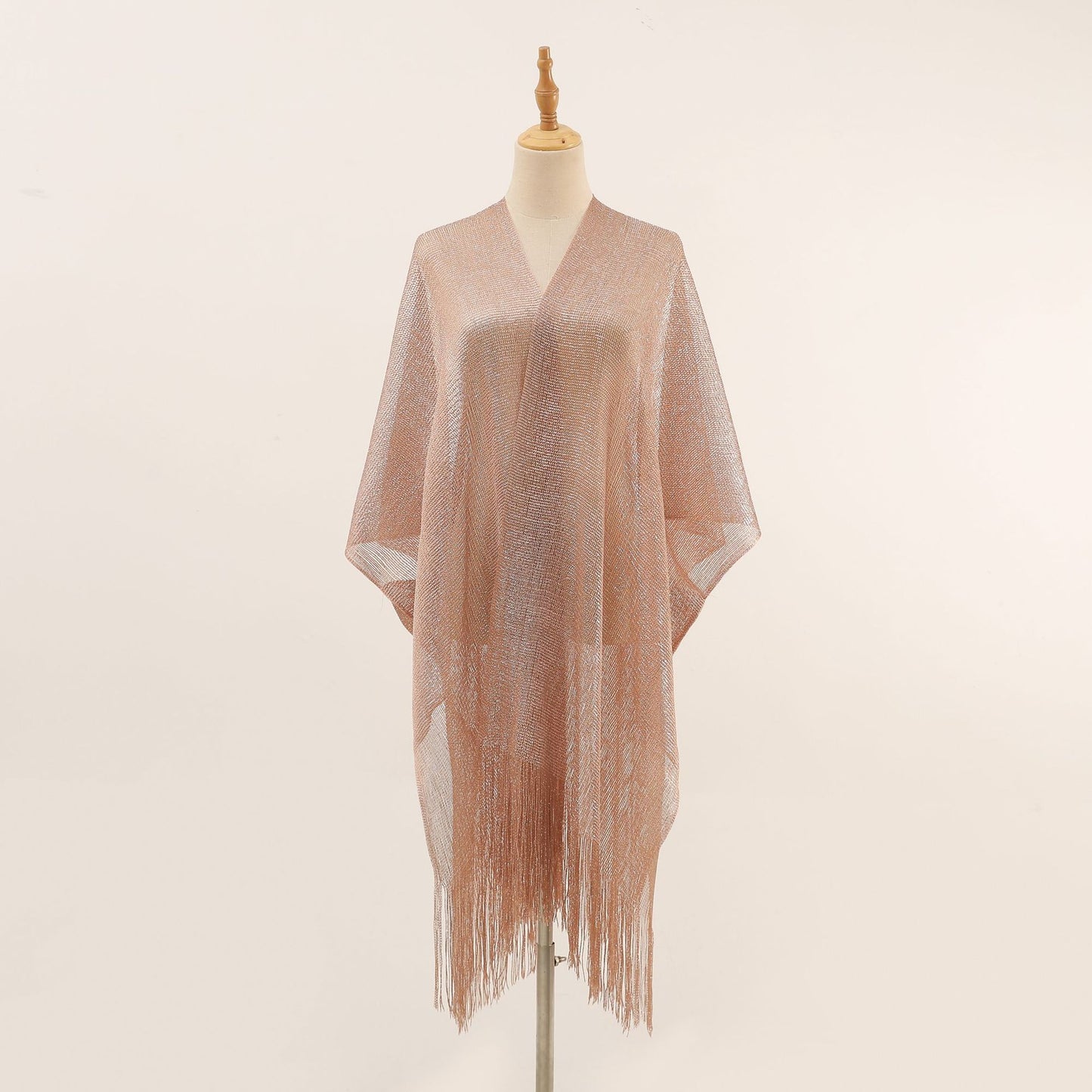 Flat Towel Shawl Gold And Silver Silk Slit Fashionable Beachwear Vacation Sun Protection Shirt