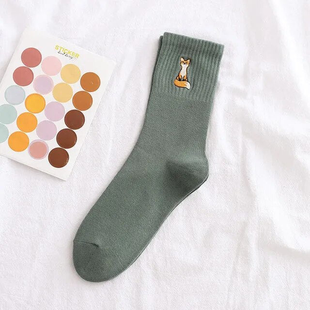 Women's Fashion Thin Embroidery Silk Socks