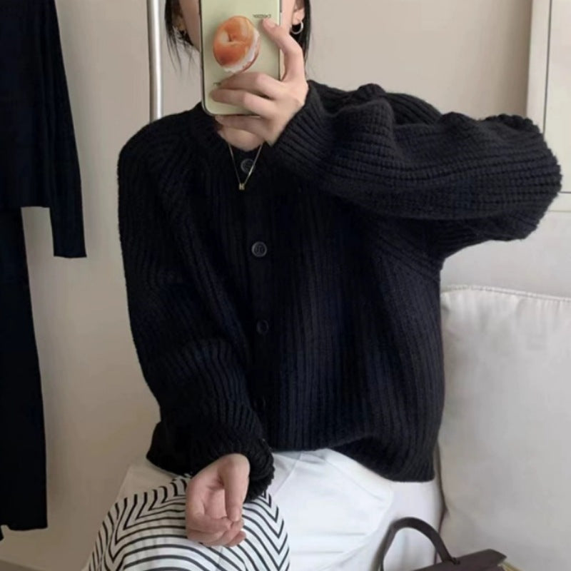 Lazy And Loose Figure Flattering Knit Cardigan Sweater
