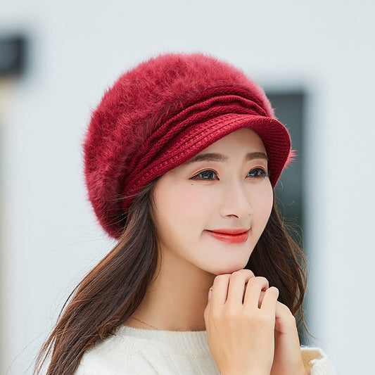Women's Winter Rabbit Fur Warm Knitted Wool Hat