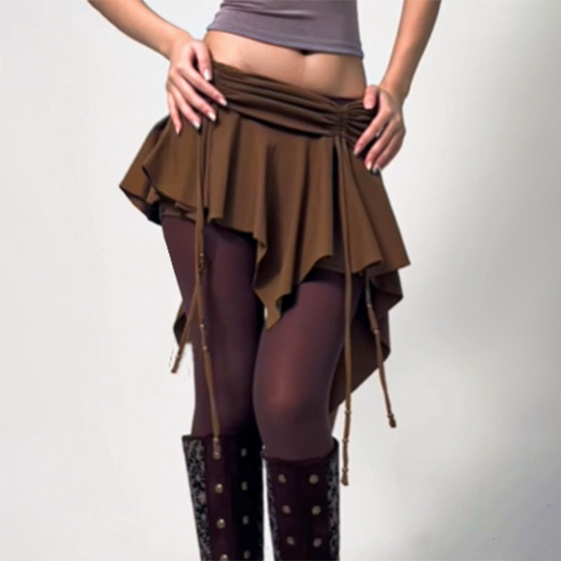 Casual All-match Irregular Drawstring Skirt