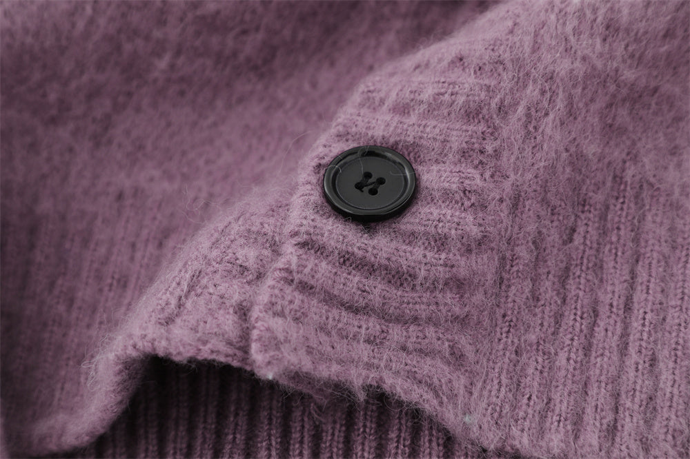 High Street Fuldt Abstrakt Jacquard og Fleeceforet Tyk V-hals Sweater