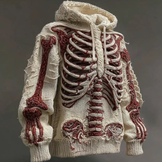 Amerikansk Retro 3D-printet hættetrøje, hyggelig, løs, casual, chunky-strikket sweater til damer