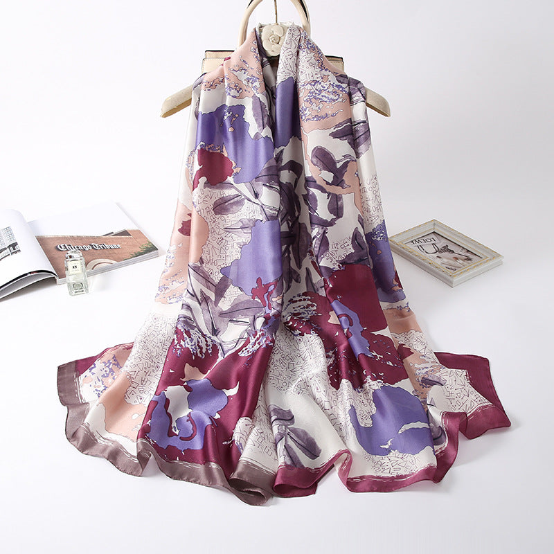 Simulated Silk Scarf Female Dual-use Air-conditioning Shawl Sarong