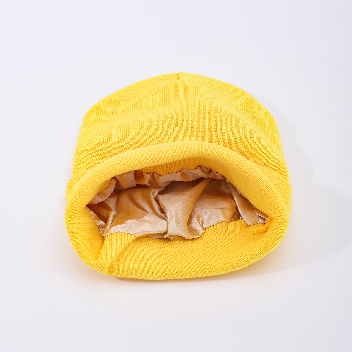Womens Hair-protecting Warming Knitted Satin Beanie
