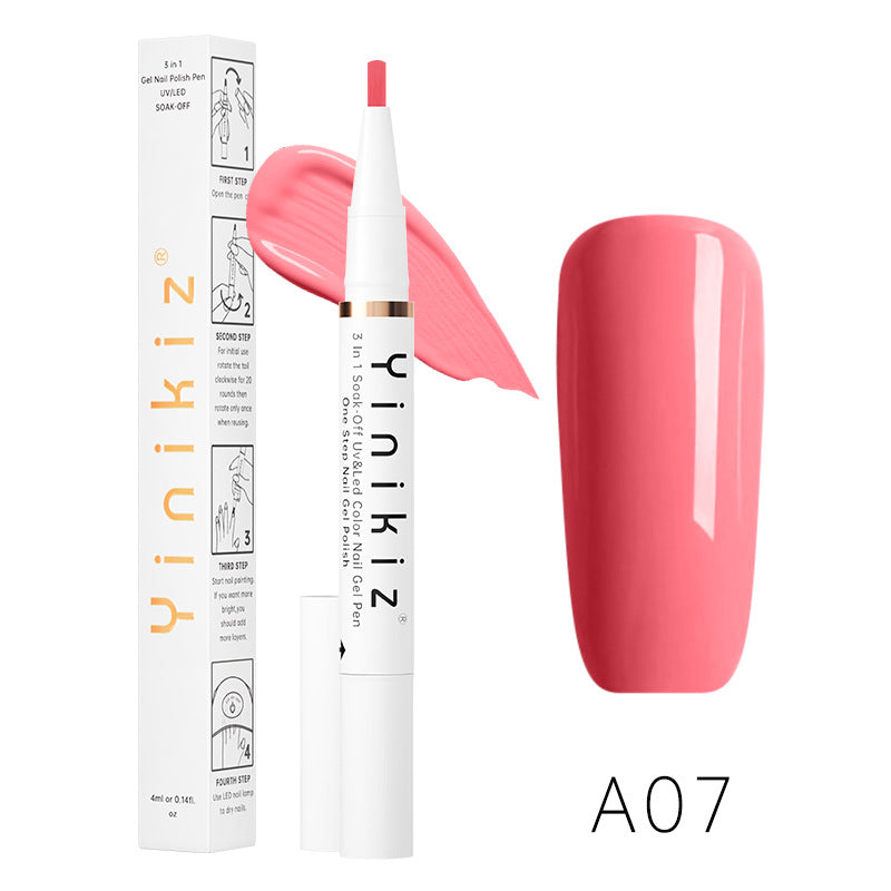 Et-Trins Neglelim Lazy Pen Hvid Tre-i-én UV Neglelak Praktisk Og Hurtig Begynder Manicure