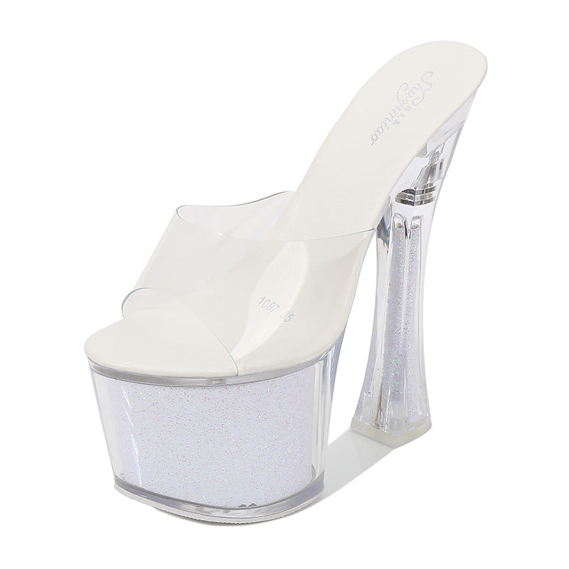 High Heeled Shoes Gradual Fishmouth Waterproof Platform