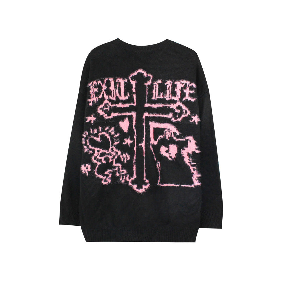Hip-hop Trend Loose Round Neck Sweater Pullover