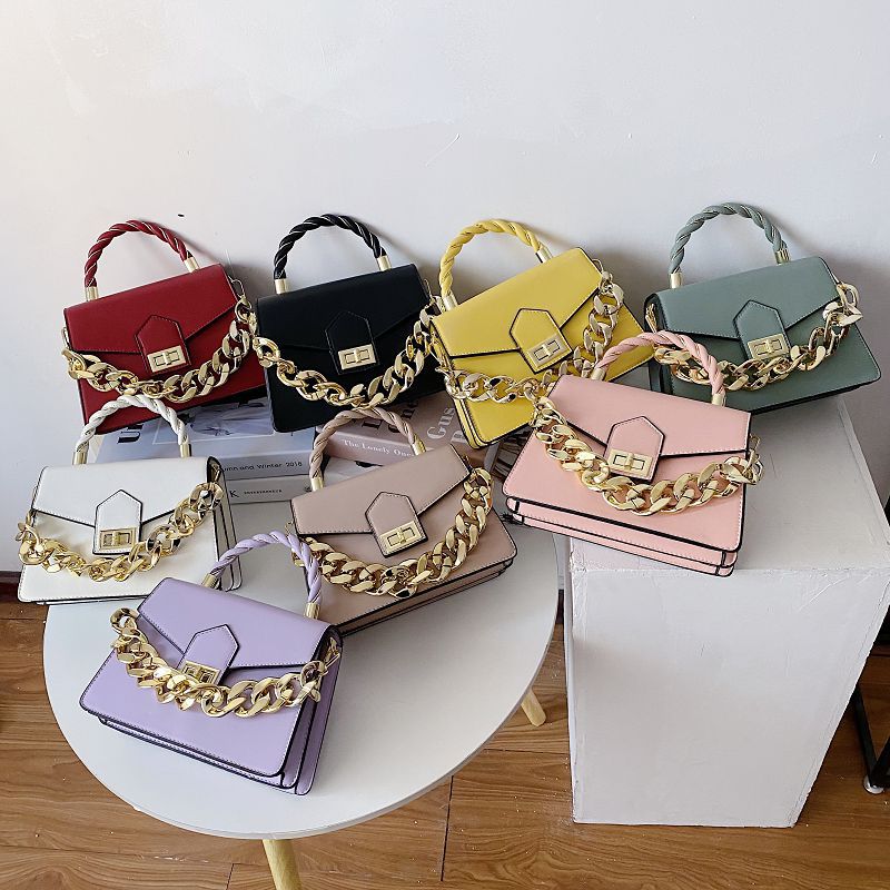 Fall Winter Fashion Crossbody Bag Twisted Chain Women's Bag Handbag Simple Texture Shoulder Messenger Bag