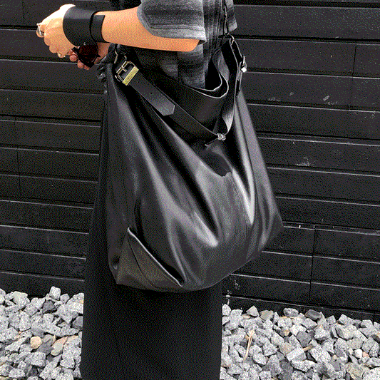 Soft leather large capacity solid color big bag