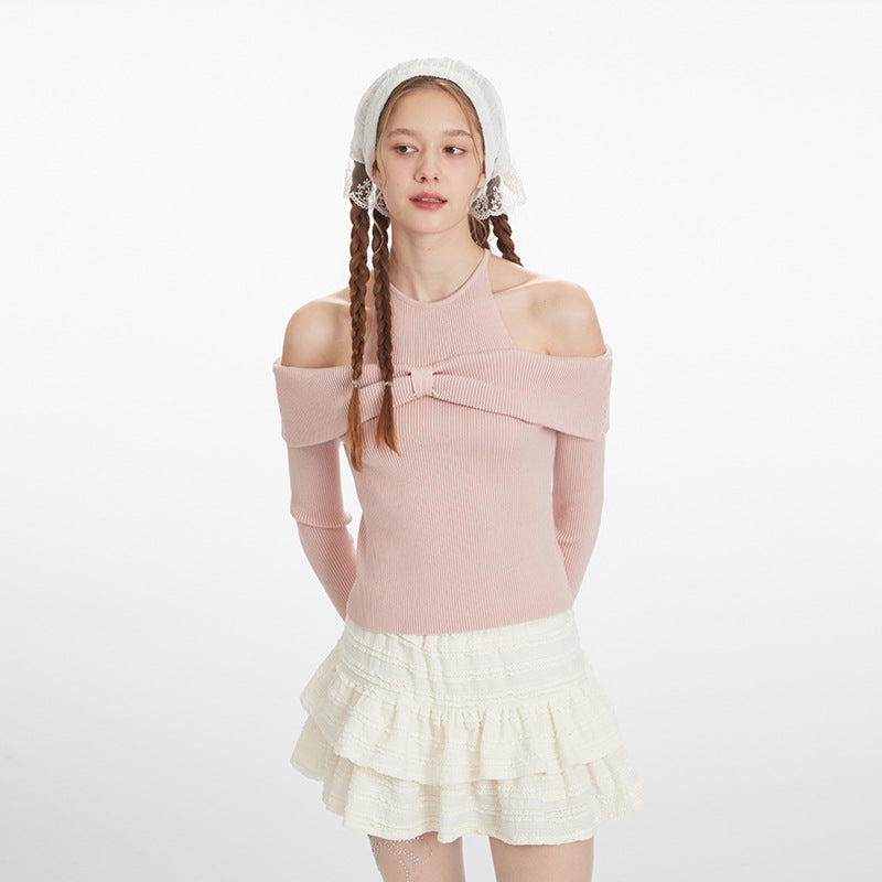 Off-neck High-end Design Pure Style Sweater