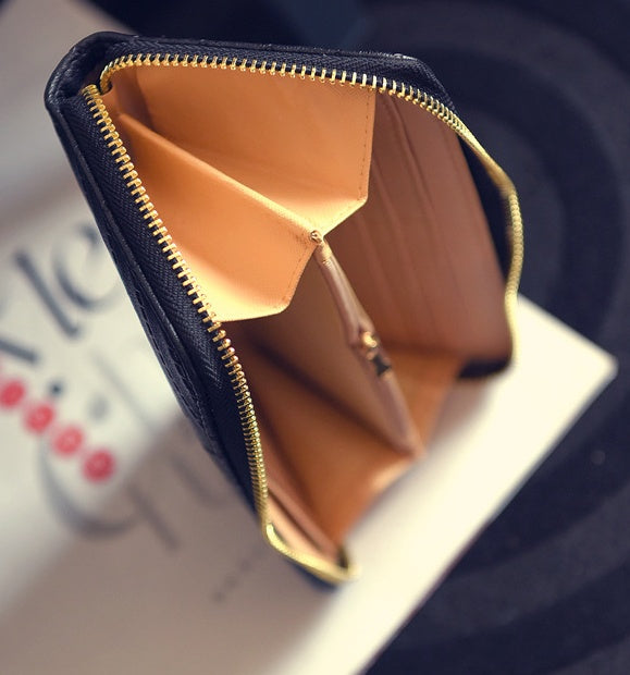 Pu small tassels 1 fold wallet trendy Korean fashion long wallet simple multi-card wallet