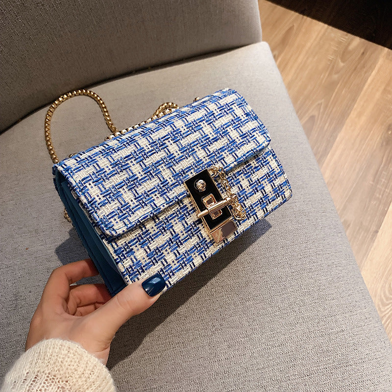 Women's Fashion Tweed Chain Shoulder Bag