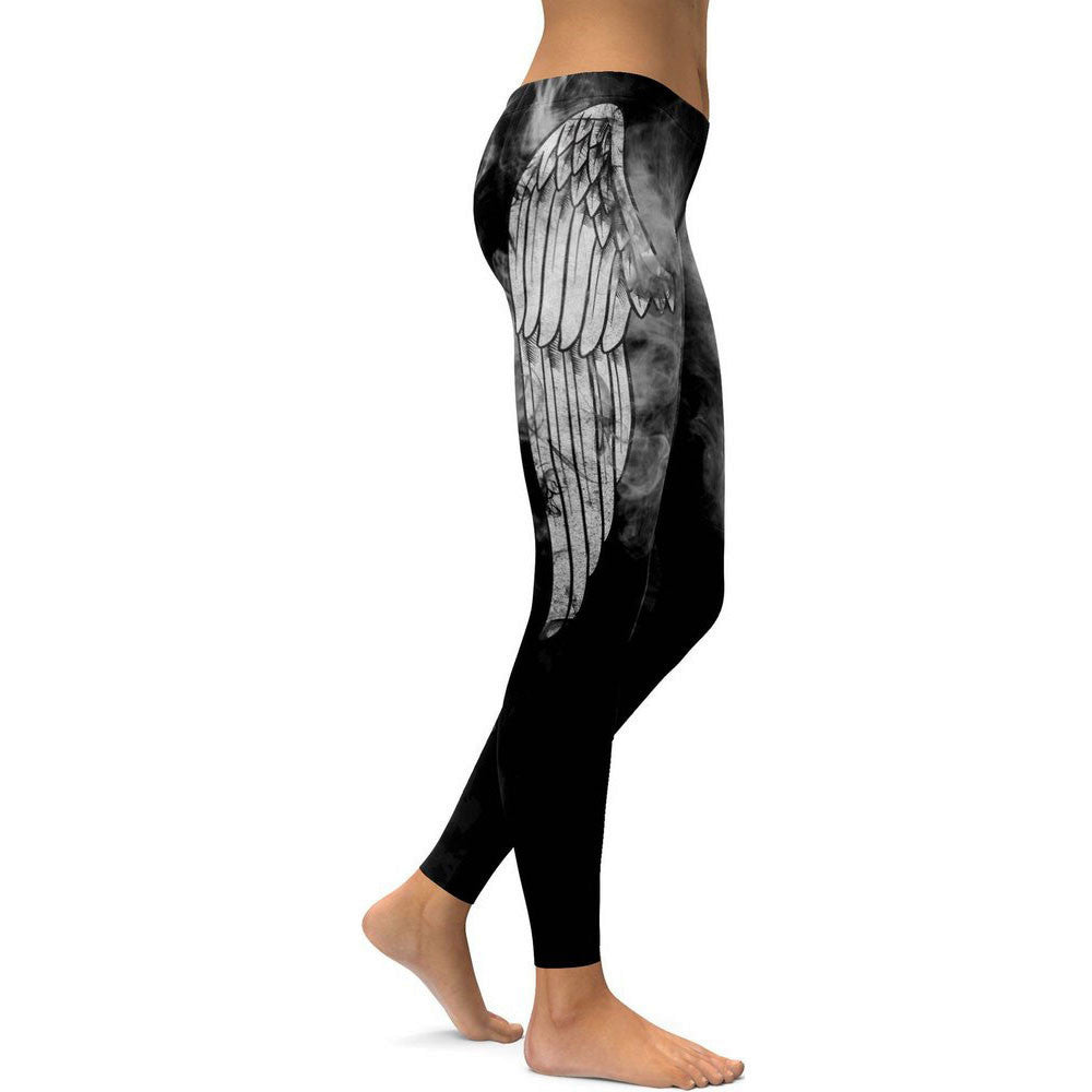 Yoga angel wings print sweatpants